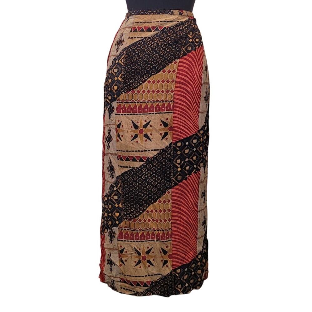 Vintage Chico’s Americana Print Faux Wrap Midi Skirt 2